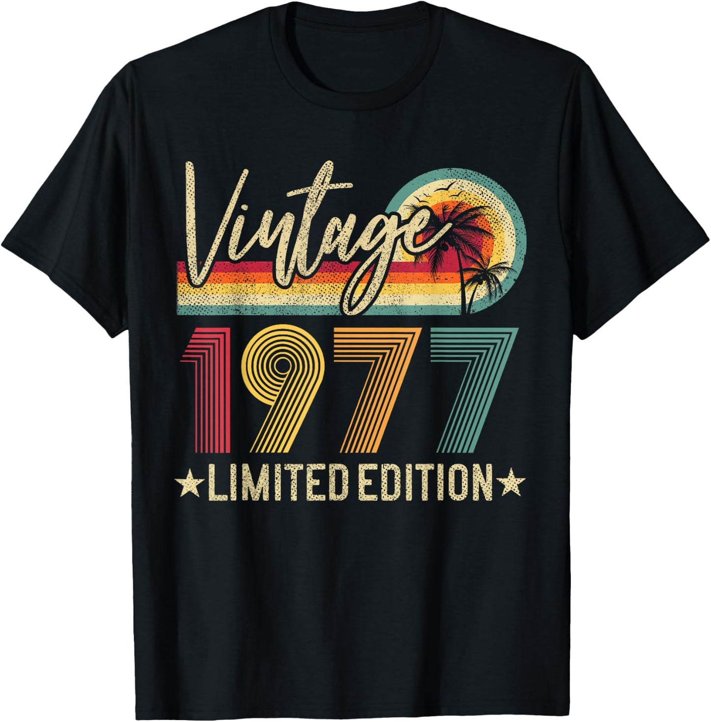 Vintage 1977 Retro 49th Birthday Gift Limited Edition Retro T-Shirt - T-Shirt | Black