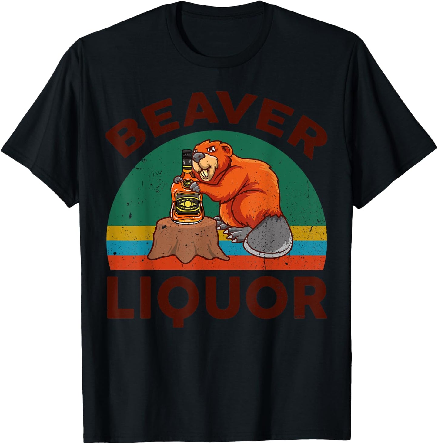 Funny Beaver Liquor for Liqueur Beer Drinking Lover T-Shirt - T-Shirt | Black