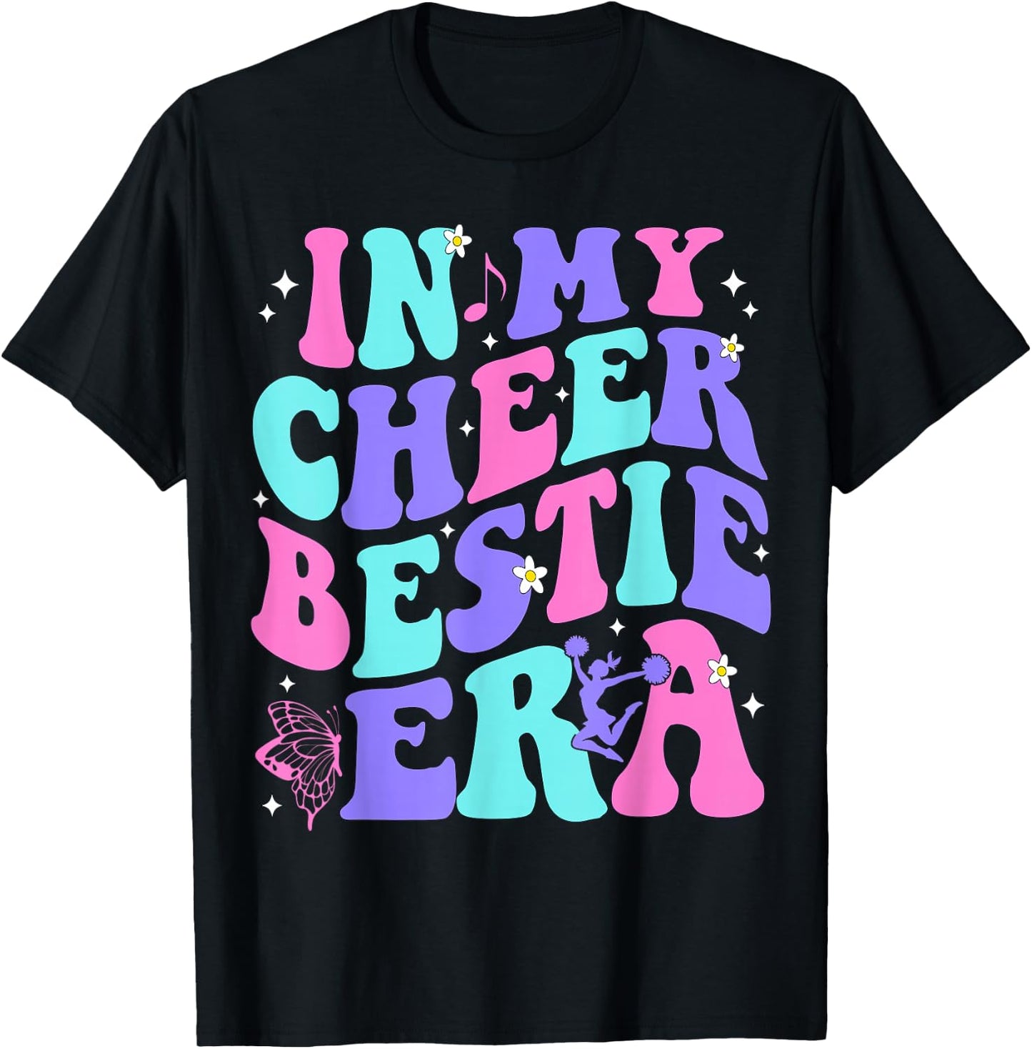 In My Cheer Bestie Era Kids Girls Boys Cheerleader Cheering T-Shirt - T-Shirt | Black