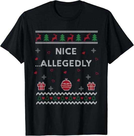 Nice Allegedly Lawyer Funny Attorney Design Ugly Christmas T-Shirt - T-Shirt | Black