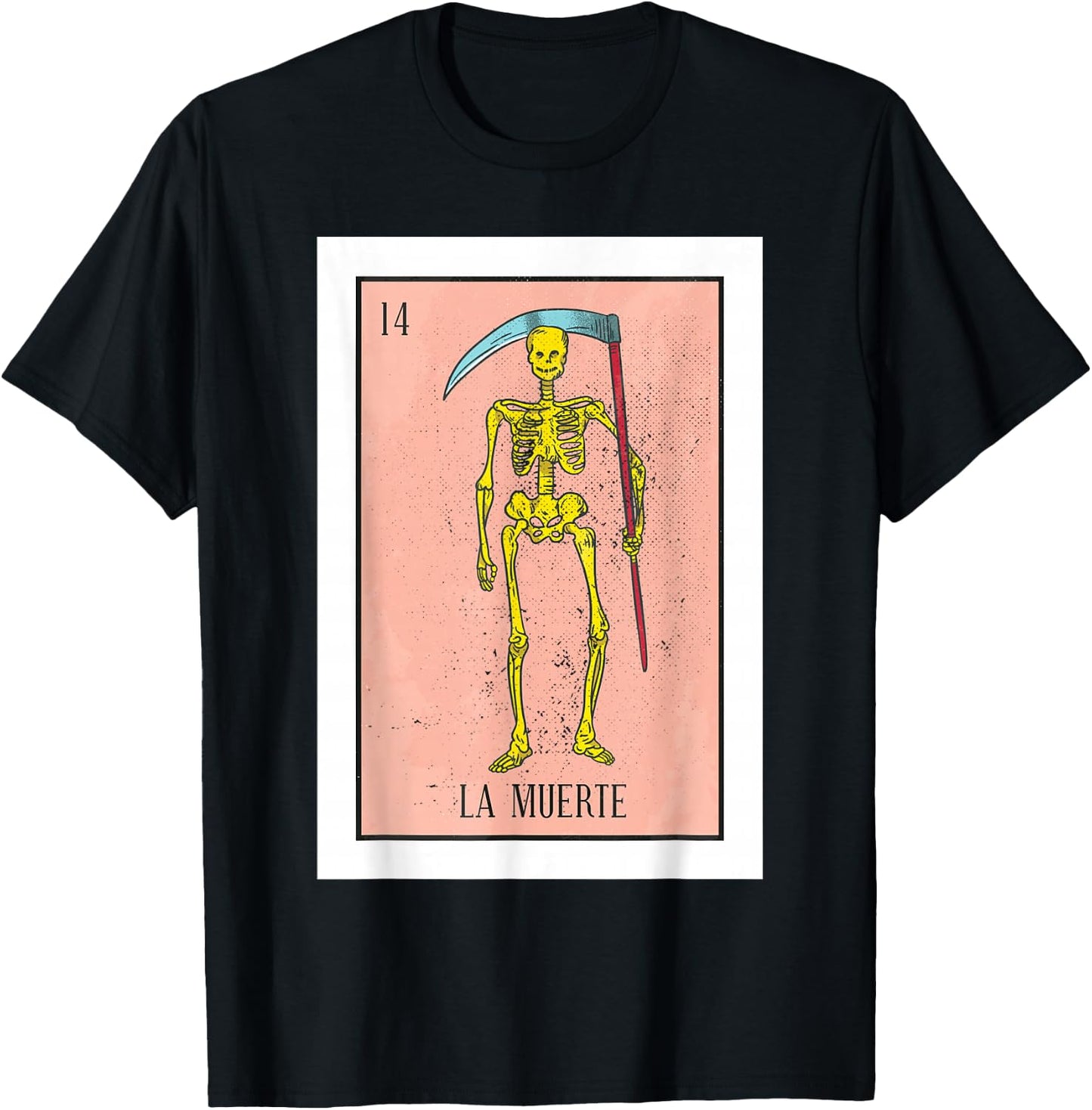 Retro La Muerte Lottery Card The Death Card Mexican Lottery T-Shirt - T-Shirt | Black