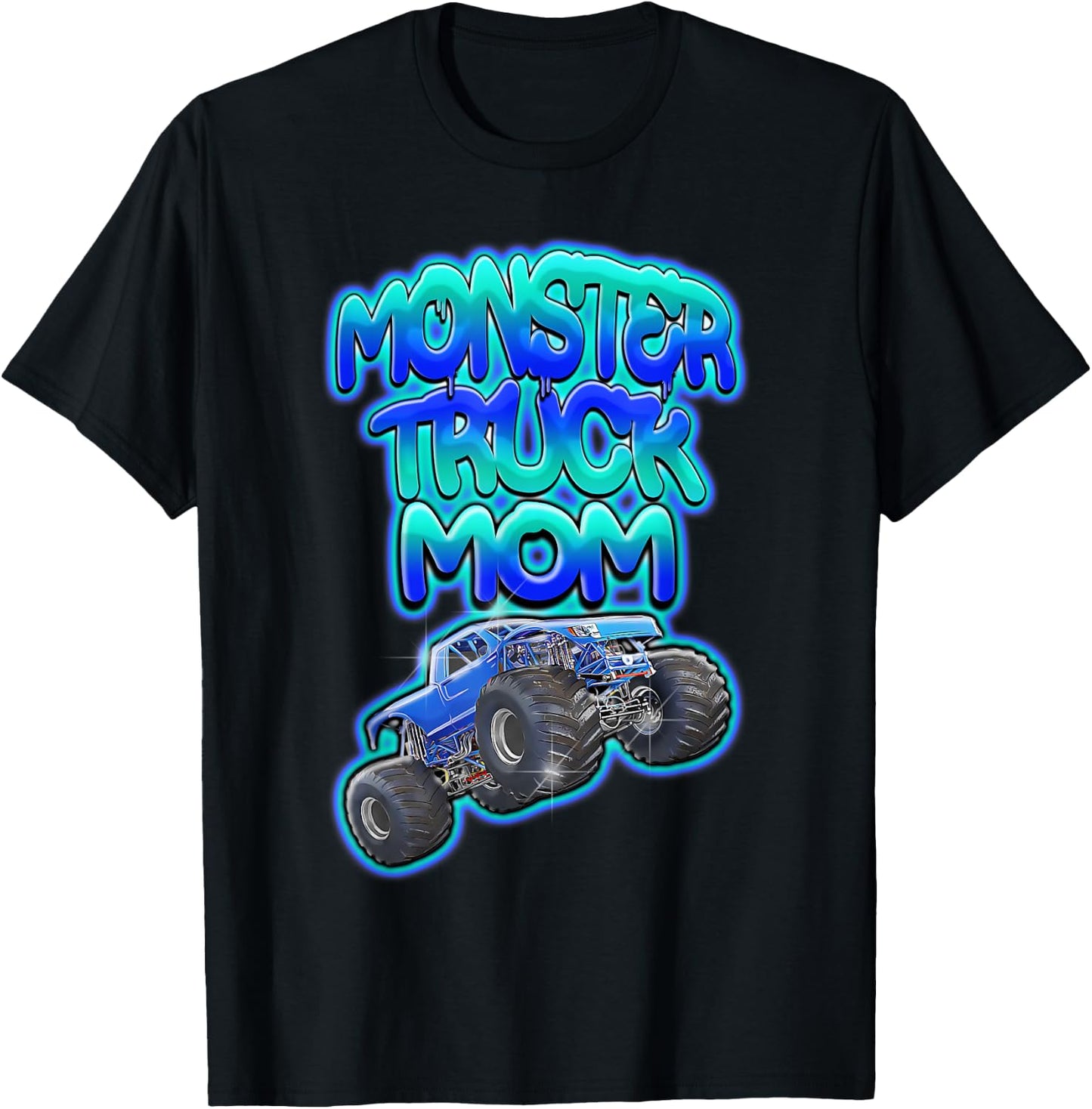 Monster Truck Mom Cool Blue Graffiti Style T-Shirt - T-Shirt | Black