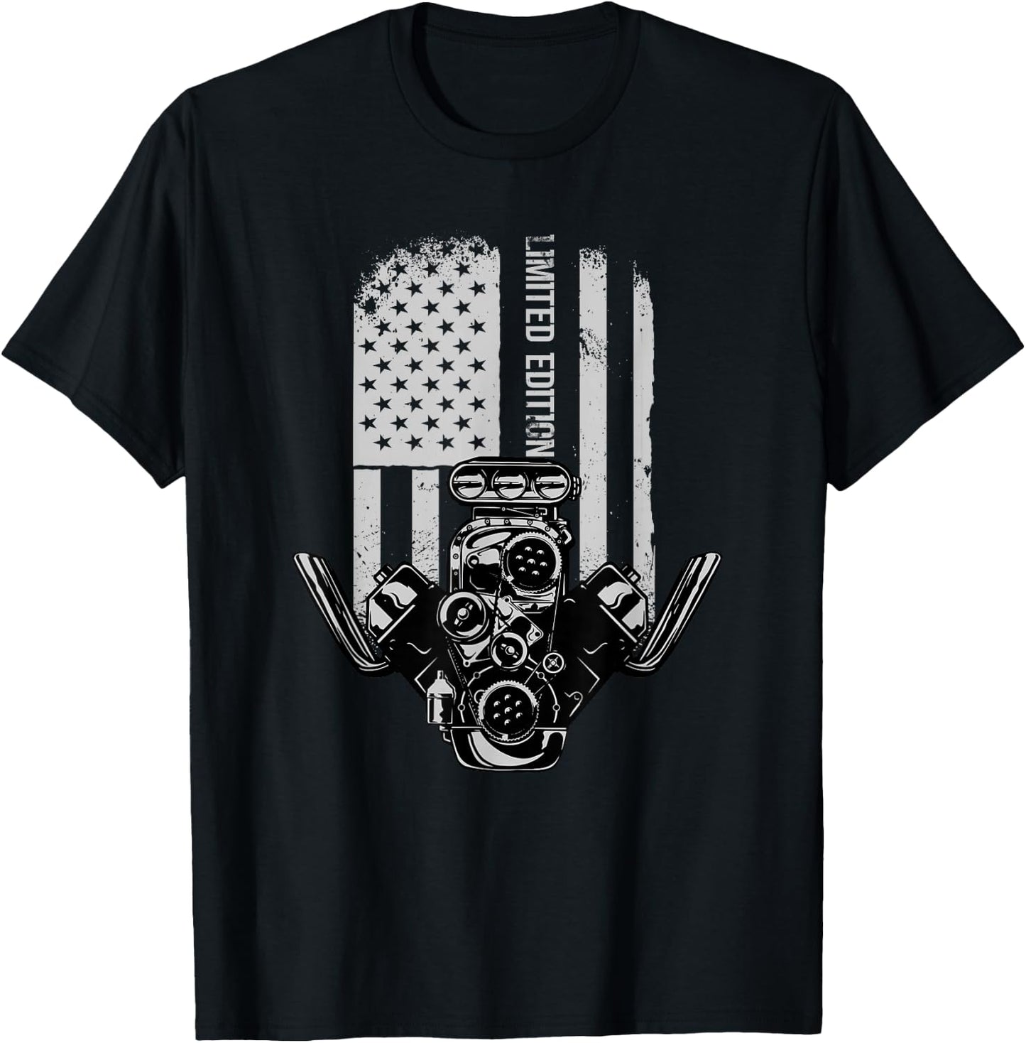 American Muscle Car Birthday Limited Edition Motor V8 T-Shirt - T-Shirt | Black