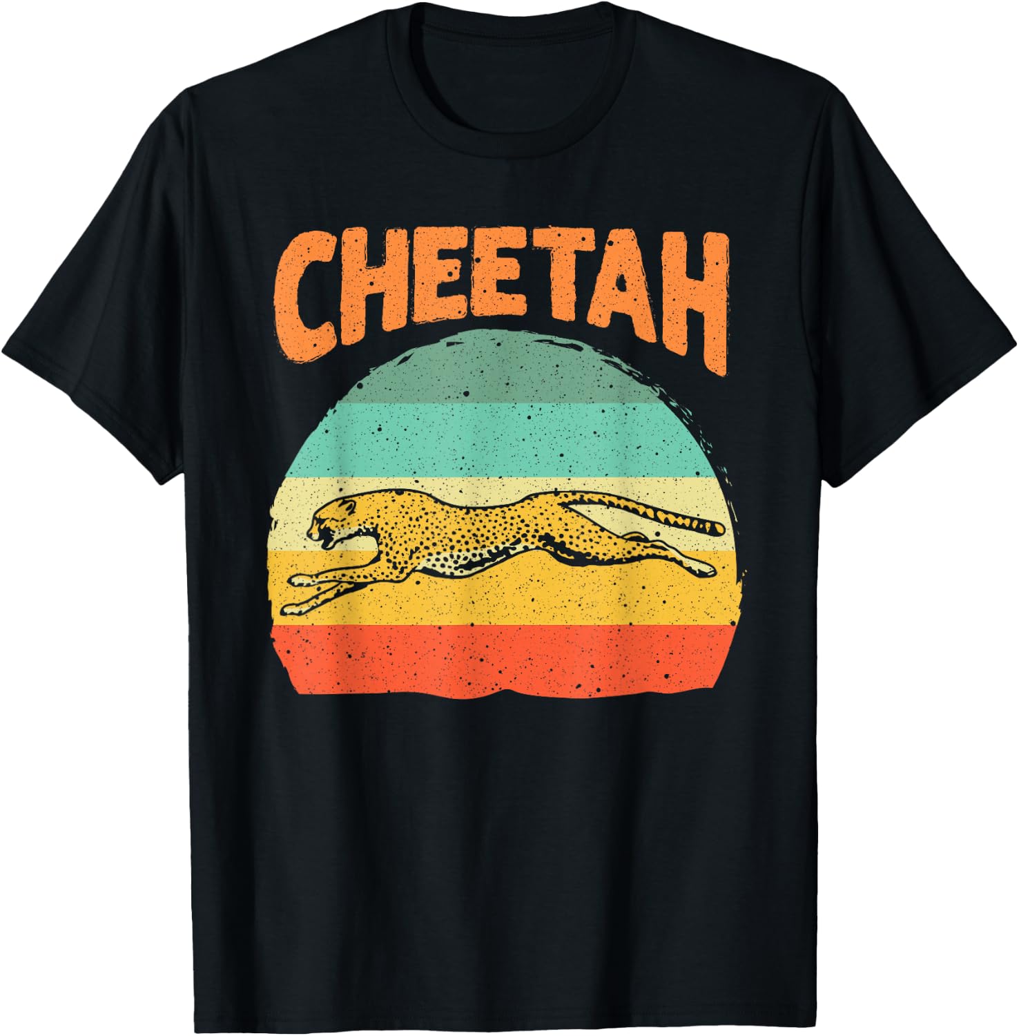 Funny Vintage Cheetah Art Boys Girls Leopard Safari Wildlife T-Shirt - T-Shirt | Black