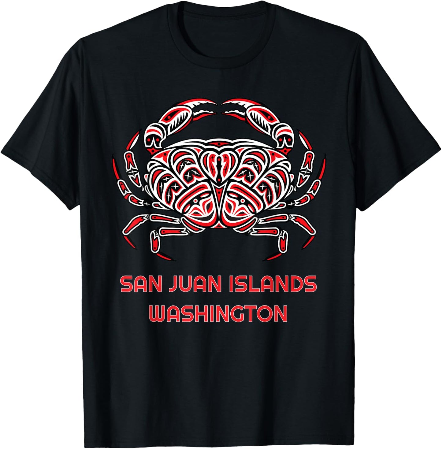 San Juan Islands Washington Dungeness Crab Native American T-Shirt - T-Shirt | Black