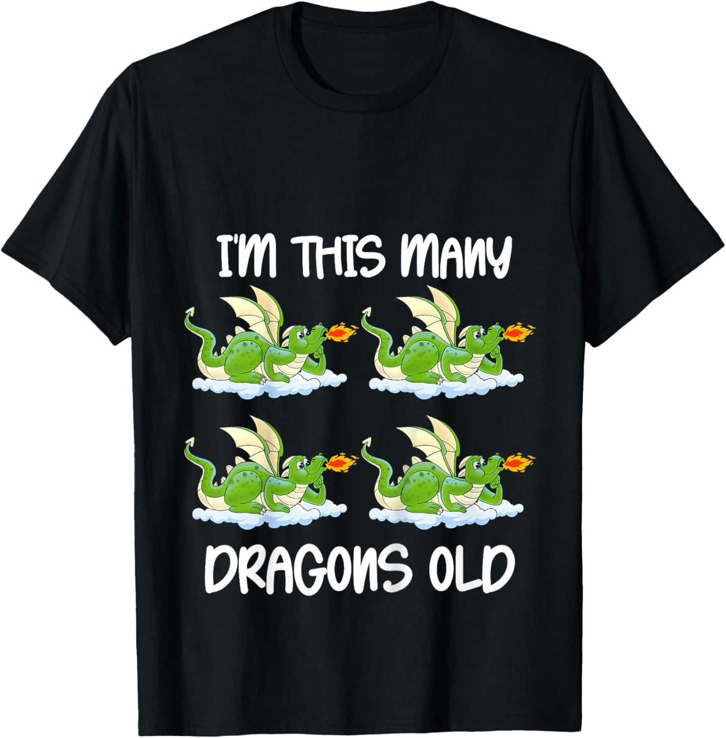 Kids I'm This Many Dragons Old Boys 4th Birthday 4 Years Dragon T-Shirt - T-Shirt | Black