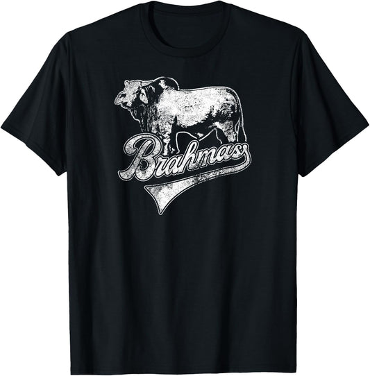 Brahmas School Sports Fan Team Spirit Mascot Vintage T-Shirt - T-Shirt | Black