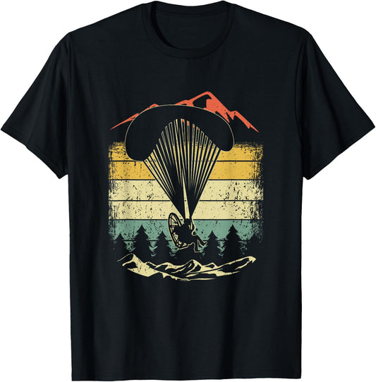 Retro Vintage Paraglider Parachute Parachute Paramotor T-Shirt - T-Shirt | Black