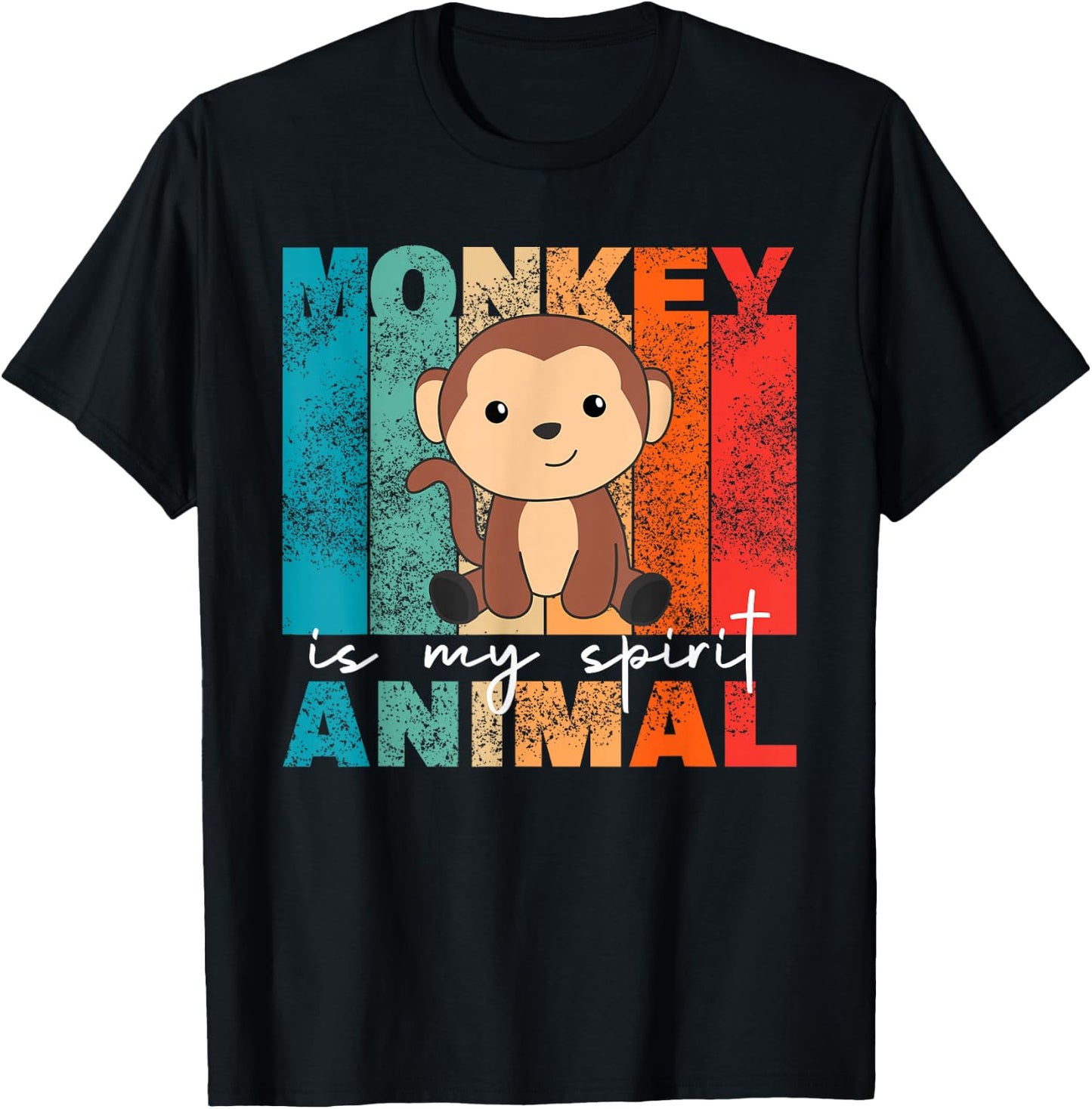 Monkey cute animals vintage Monkey Is My Spirit Animal T-Shirt - T-Shirt | Black