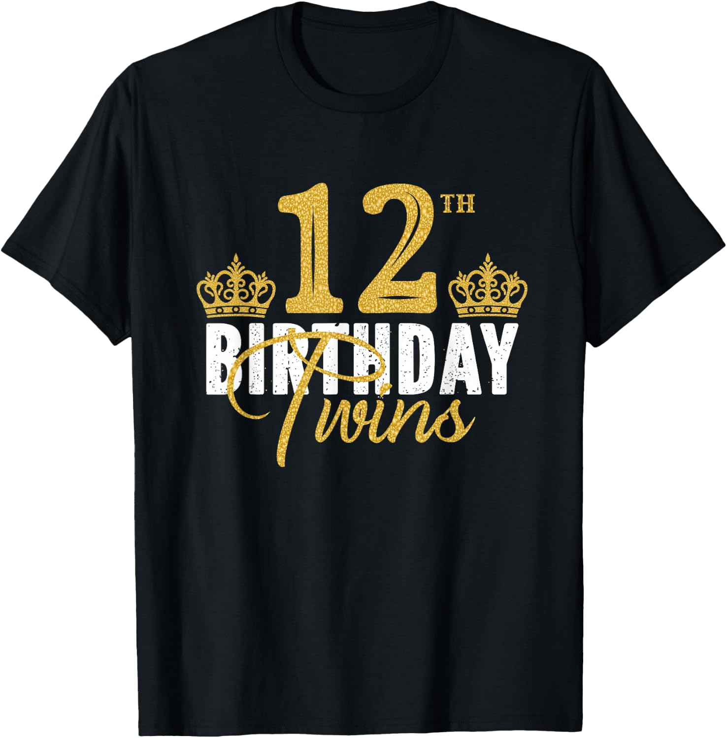 12th Birthday Twins 12 Years Old Party Idea For Boy And Girl T-Shirt - T-Shirt | Black
