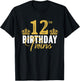 12th Birthday Twins 12 Years Old Party Idea For Boy And Girl T-Shirt - T-Shirt | Black