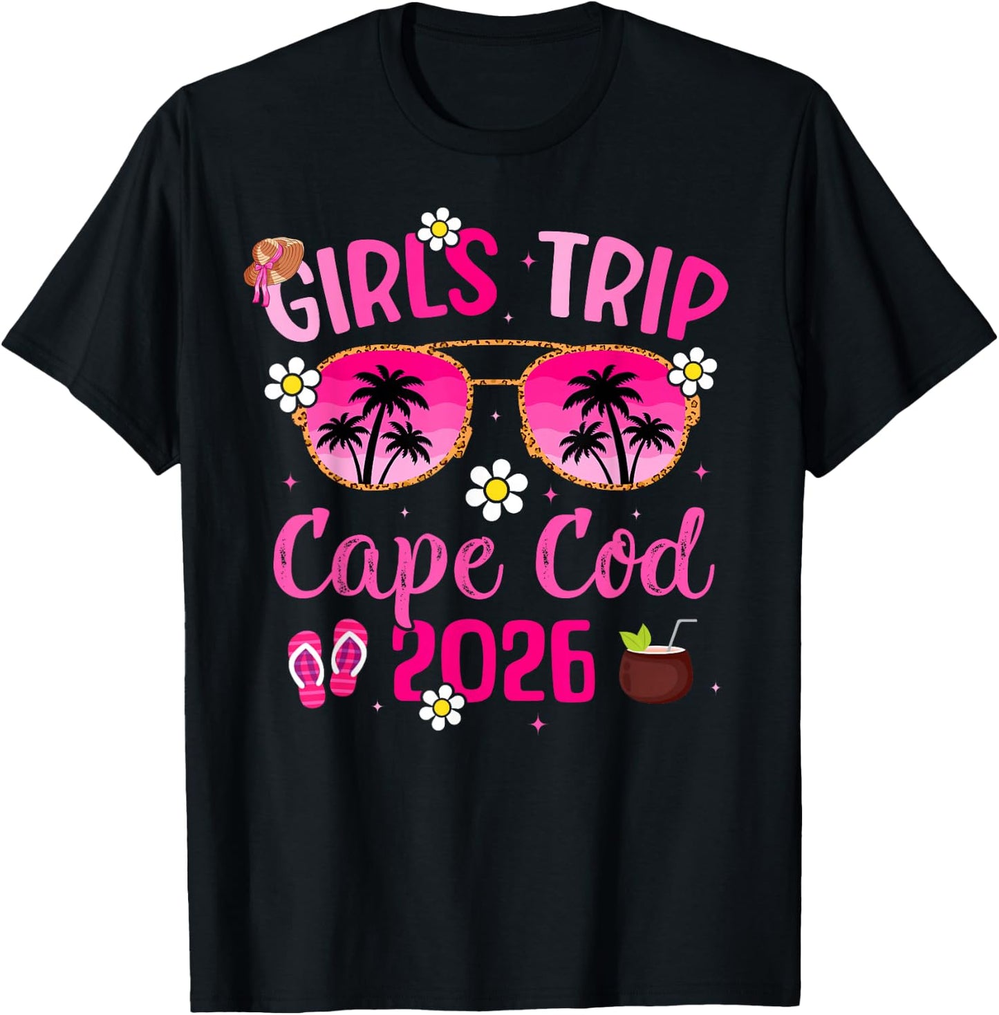 Girl’s Trip Cape Cod 2026 Besties Beach Vacation Group T-Shirt - T-Shirt | Black