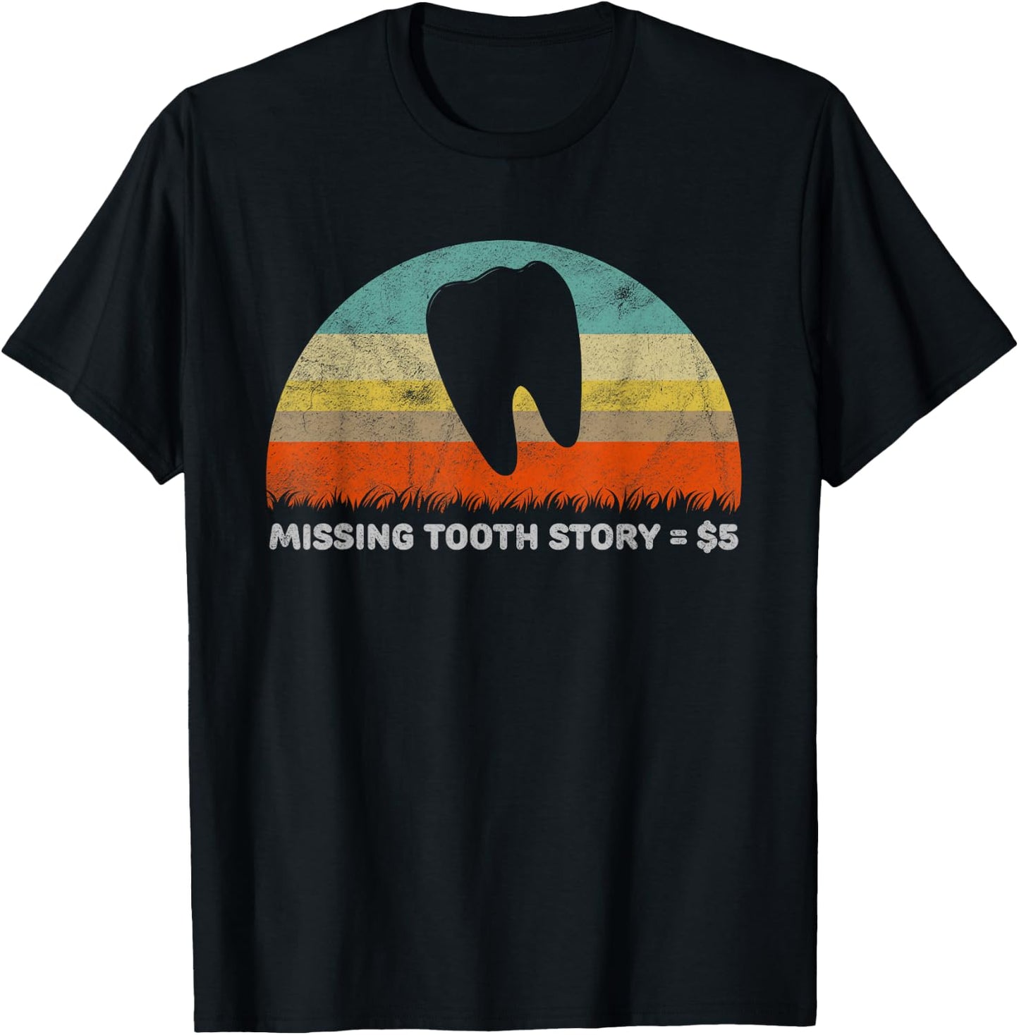 Funny Missing Tooth Story Tooth Fairy Gift T-Shirt - T-Shirt | Black