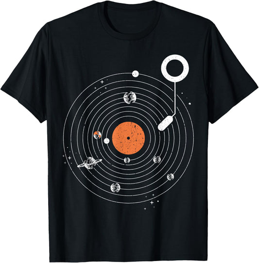 Universe Record Vinyl Galaxy Gift T-Shirt - T-Shirt | Black