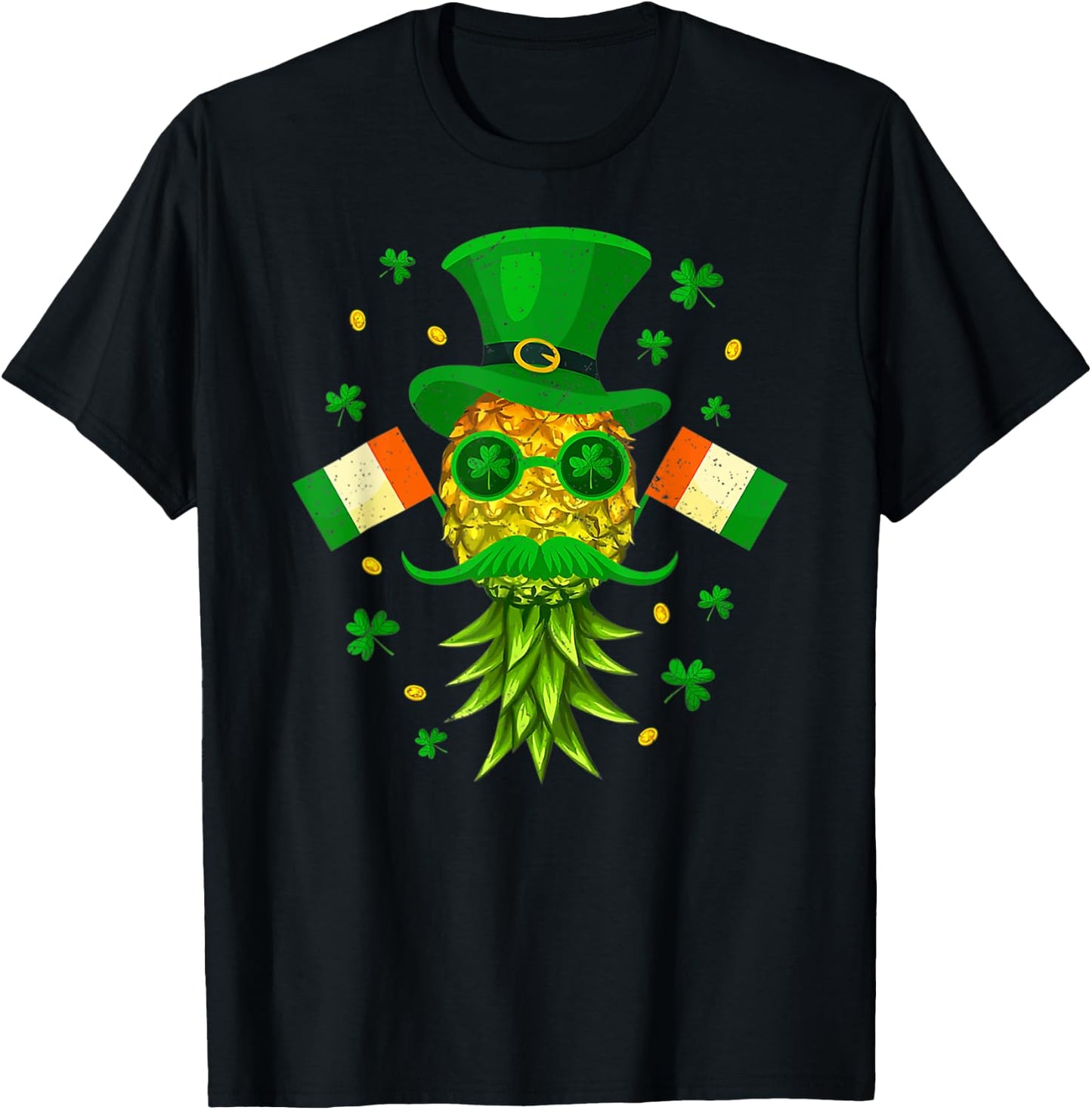 Mask Swinger Upside Down Pineapple St Patricks Day Irish T-Shirt - T-Shirt | Black