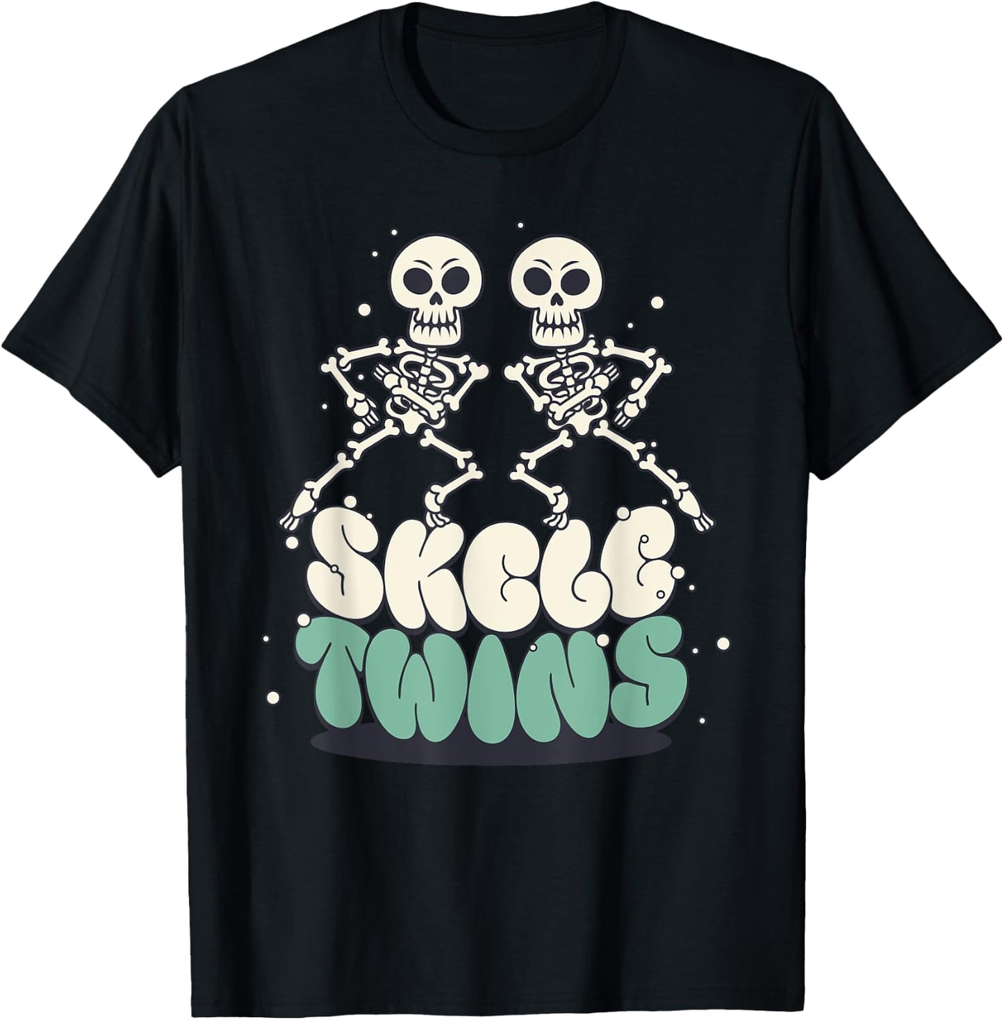 Halloween Matching Twins Skeletwins Funny Dancing Skeletons T-Shirt - T-Shirt | Black