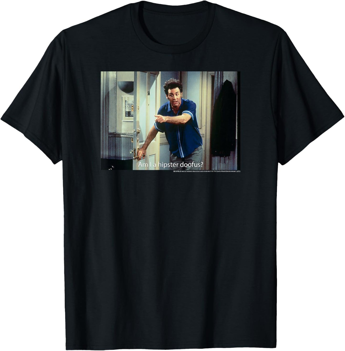 Seinfeld Am I a Hipster Doofus Kramer Funny 90's TV Show T-Shirt - T-Shirt | Black