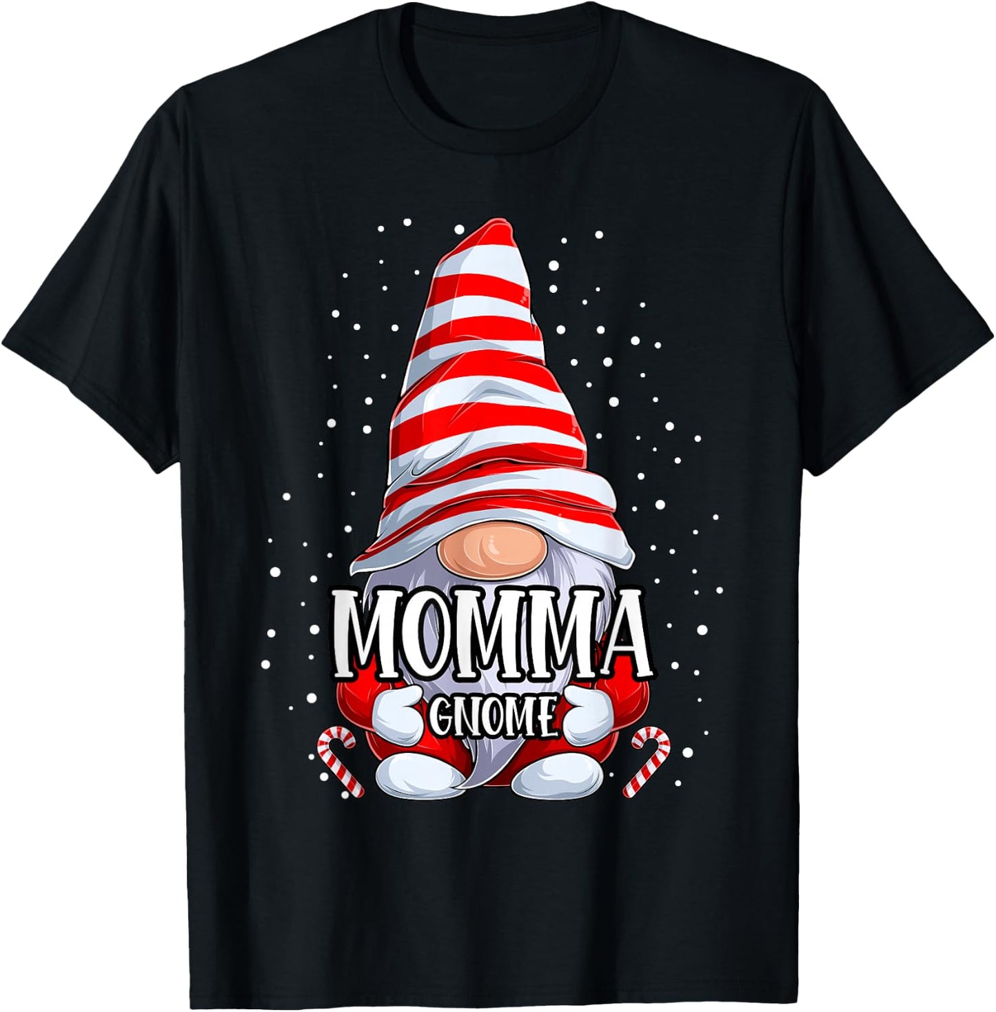 Momma Gnome Christmas Pajamas Matching Family Group T-Shirt - T-Shirt | Black