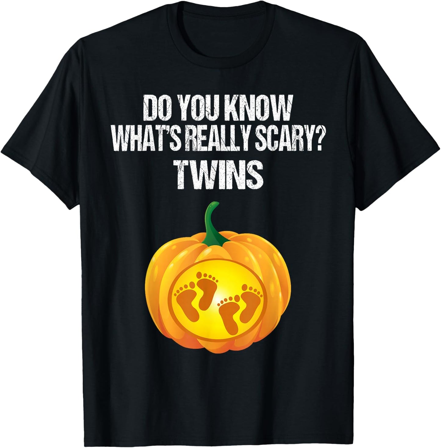 Pumpkin Belly Shirt Pregnancy Announcement Halloween Twins T-Shirt - T-Shirt | Black