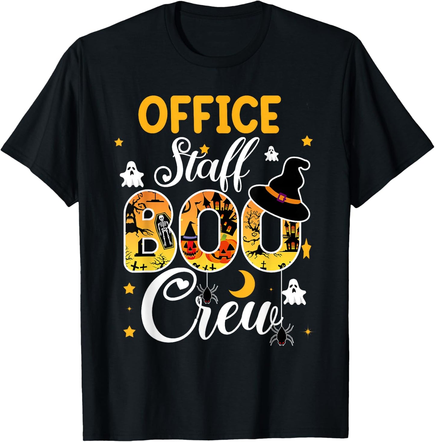 Office Staff Boo Crew Funny Halloween Matching Costume T-Shirt - T-Shirt | Black