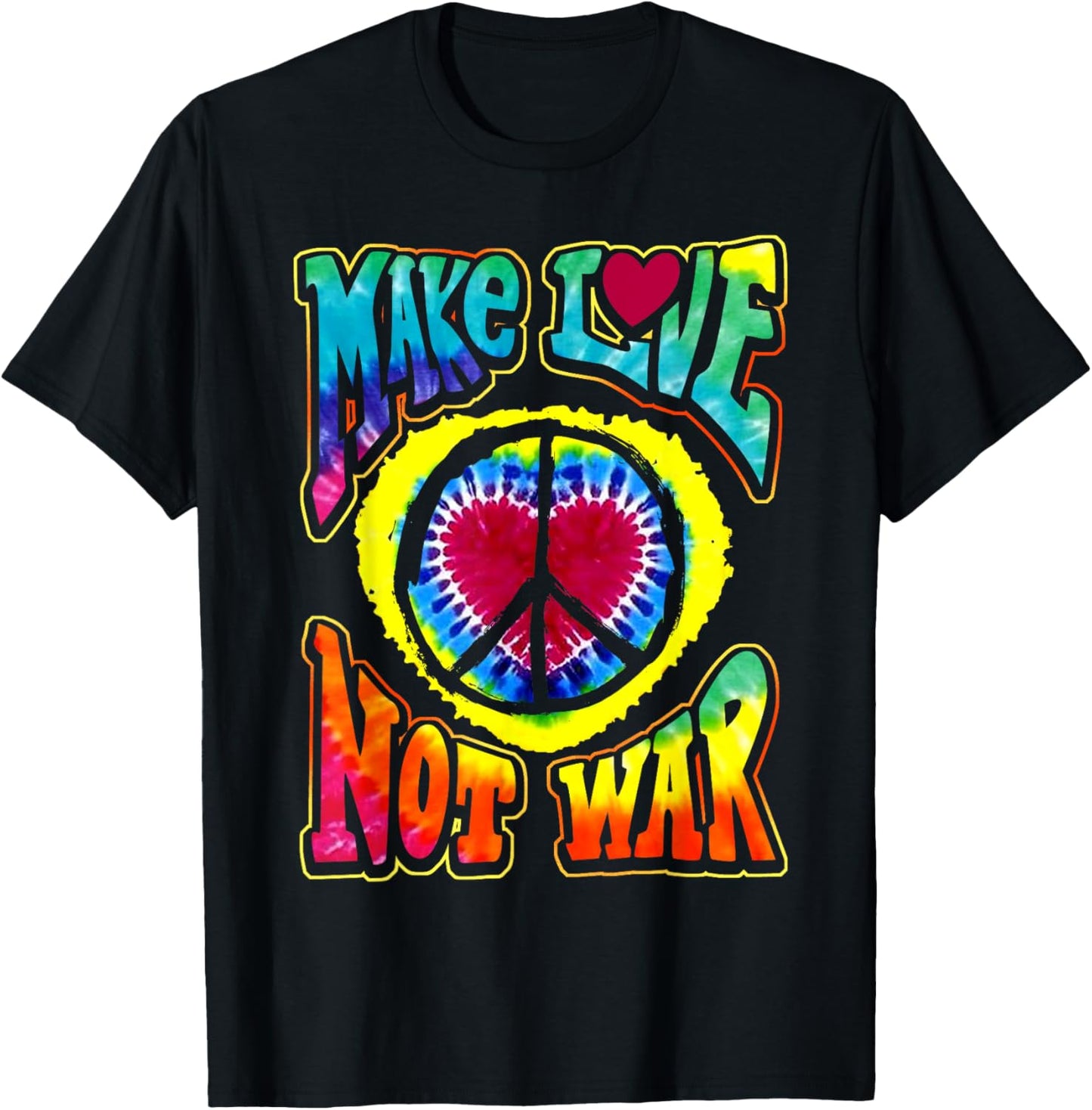 Retro Psychedelic Make Love Not War Hip Funky Radical T-Shirt - T-Shirt | Black