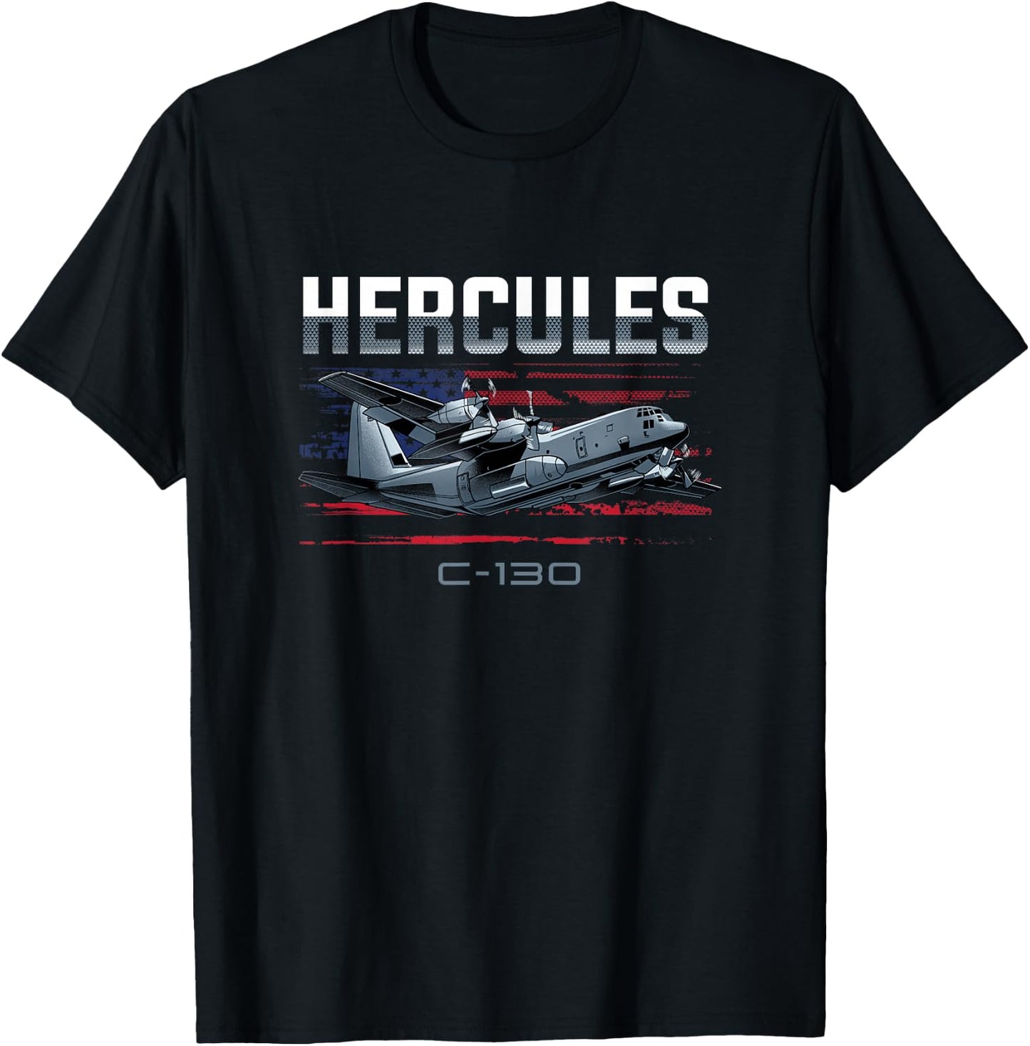 Cargo Warplane C-130 Hercules Military T-Shirt - T-Shirt | Black