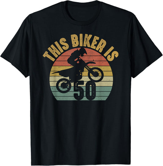 Dirt Bike 50th Birthday 50 Years Old Bday Party Motocross T-Shirt - T-Shirt | Black