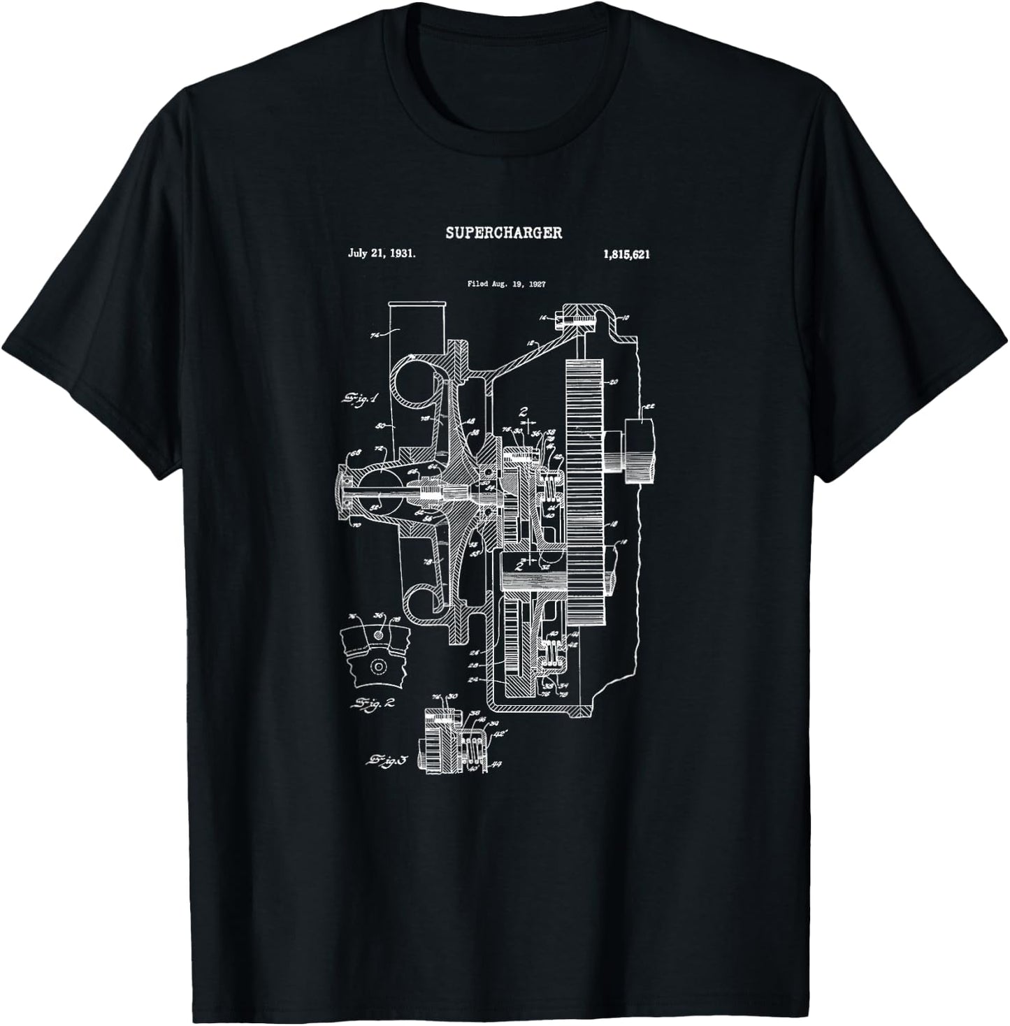 Vintage Supercharger Muscle Car Shirt - Super Charger Turbo T-Shirt - T-Shirt | Black