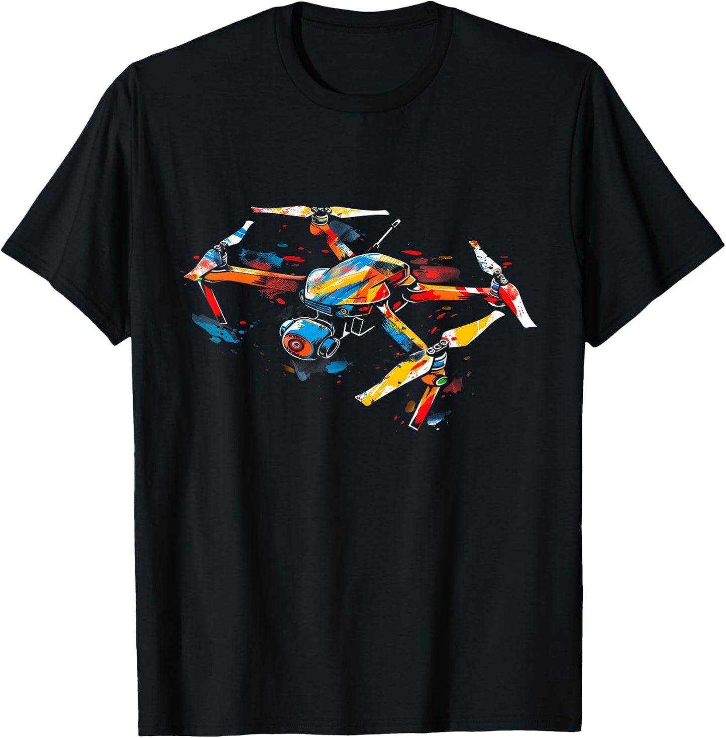 Drone Pilot Quadcopter Operator RC Watercolor T-Shirt - T-Shirt | Black