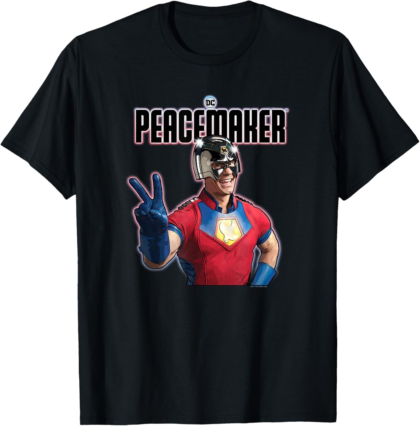 DC Comics Peacemaker Shinny Peace Sign Photo T-Shirt - T-Shirt | Black