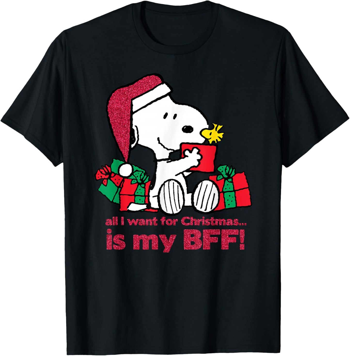 Peanuts Snoopy Gifts BFF Christmas T-Shirt - T-Shirt | Black