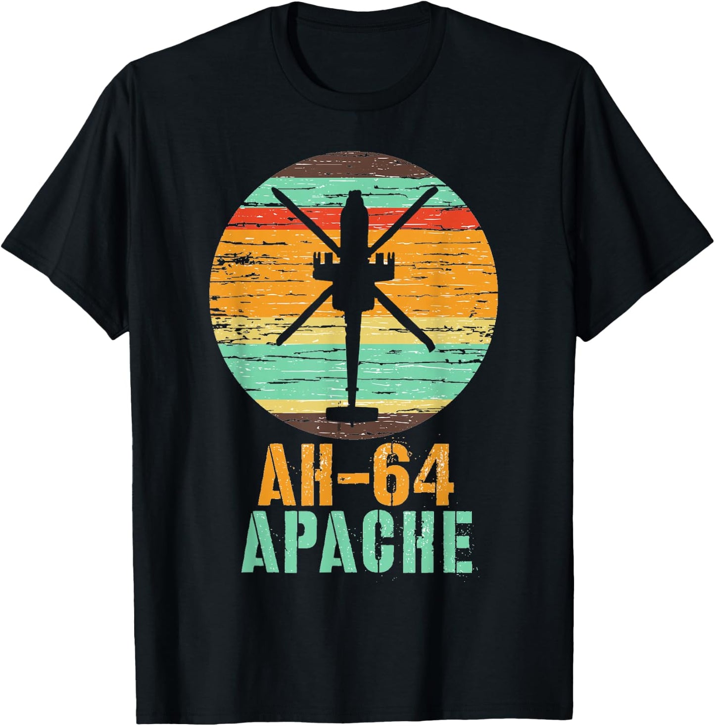 Vintage AH-64 Apache Helicopter Military Gunship Shirt T-Shirt - T-Shirt | Black