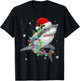 Sharks Tree Christmas Sweater Xmas Pet Animal Shark Lover T-Shirt - T-Shirt | Black