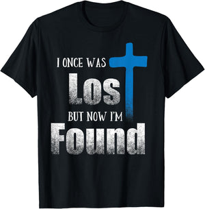 I Once Was Lost But Now I’m Found Christian Luke 15:32 Cross T-Shirt - T-Shirt | Black