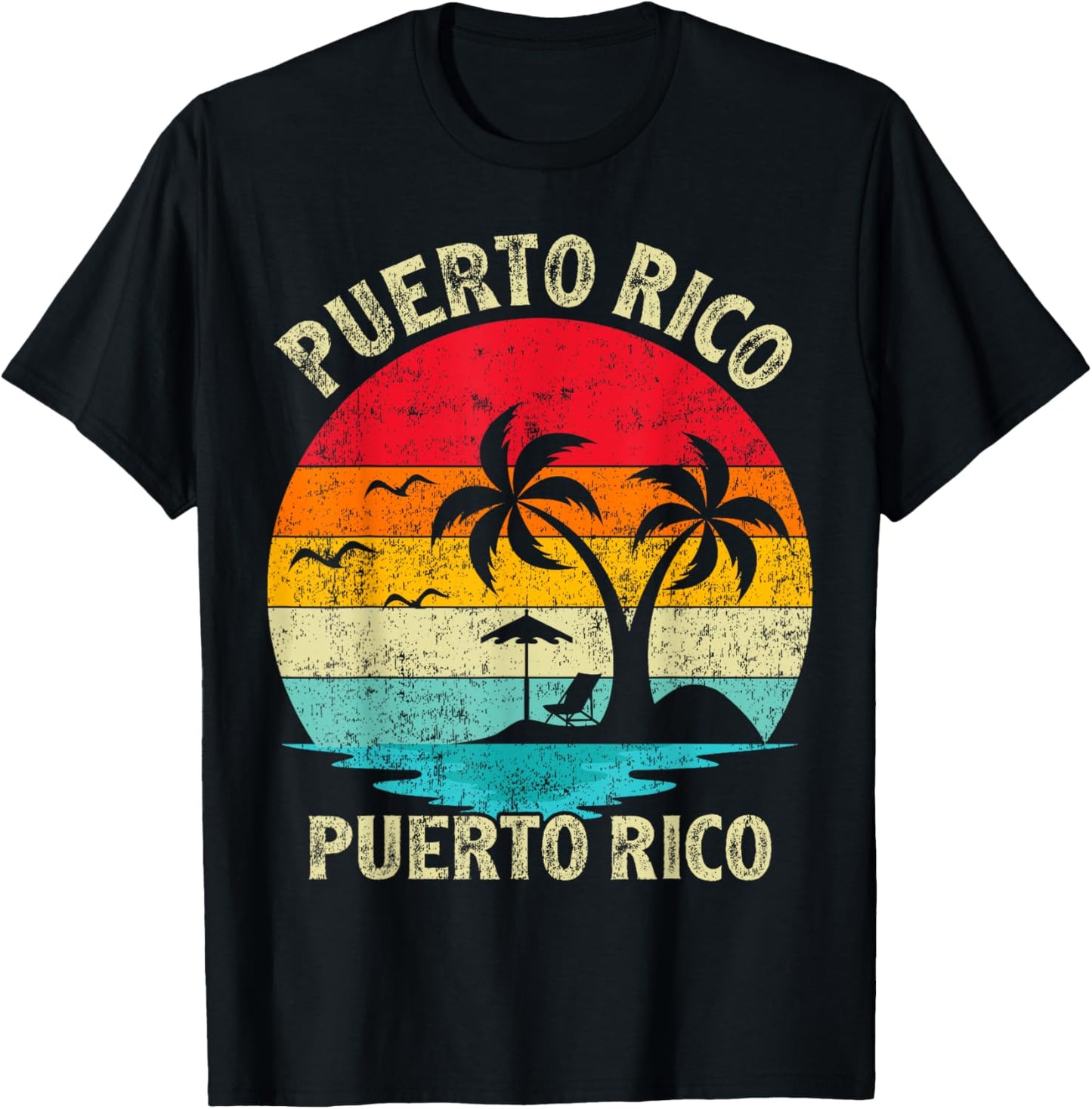 Family Vacation Vintage Retro Puerto Rico San Juan Beach Men Women Girls Kids T-Shirt - T-Shirt | Black