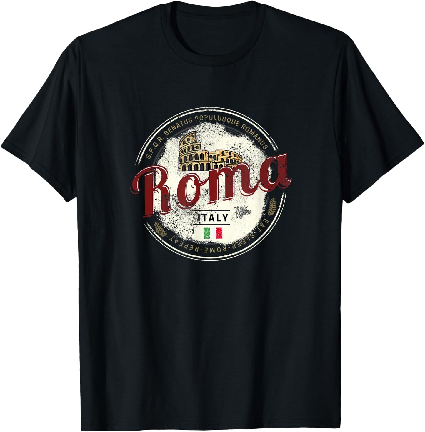 Rome Italy Colosseum Vintage Souvenir T-Shirt - T-Shirt | Black