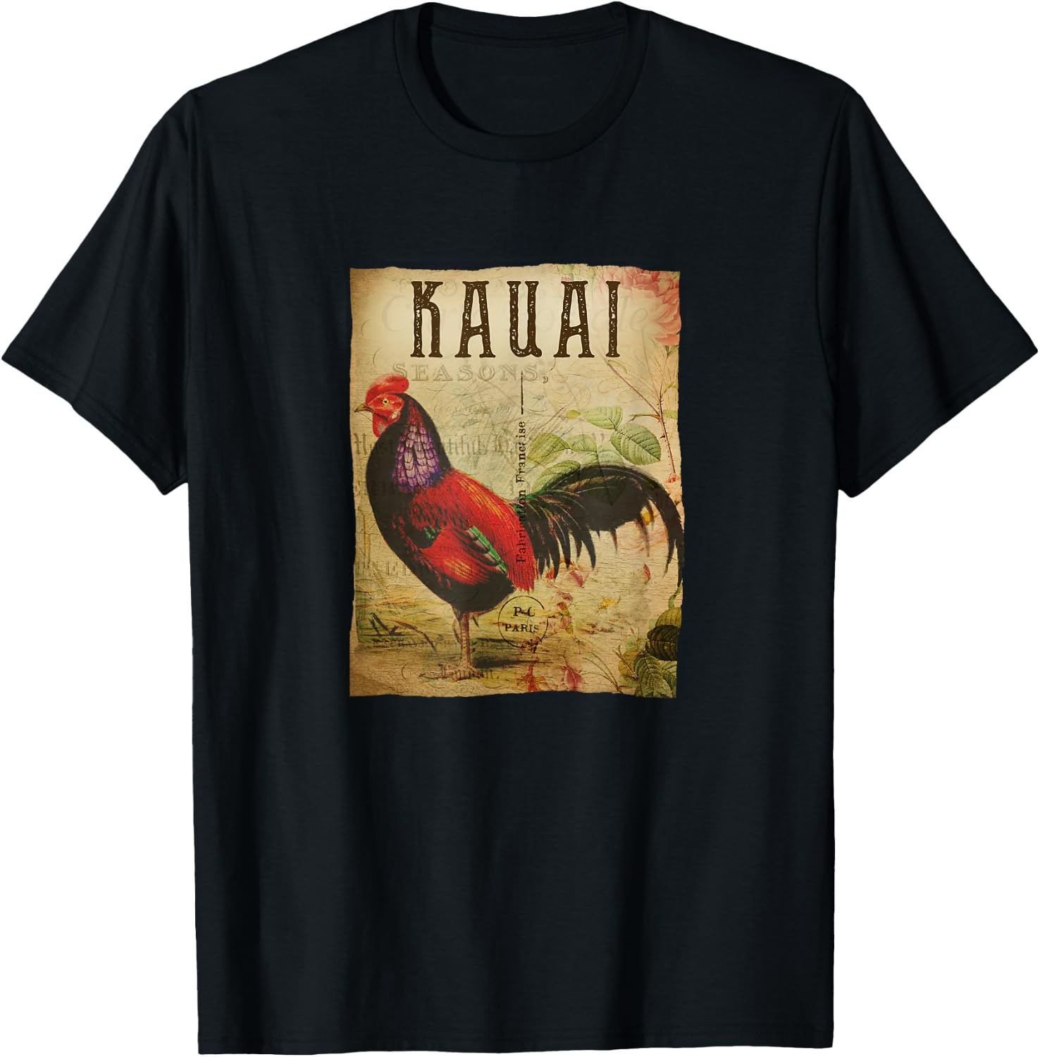 Vintage Kauai Shirt Rooster T-Shirt - T-Shirt | Black