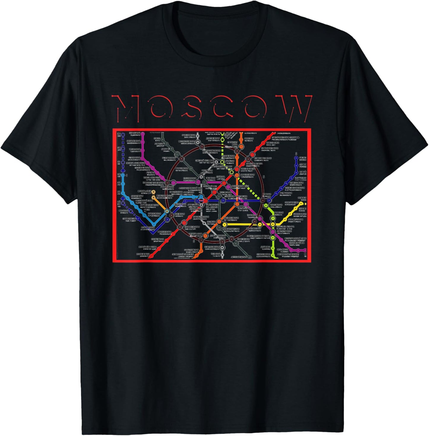 Moscow Transit Metro Map Art Russian Citizen Russia Vacation T-Shirt - T-Shirt | Black