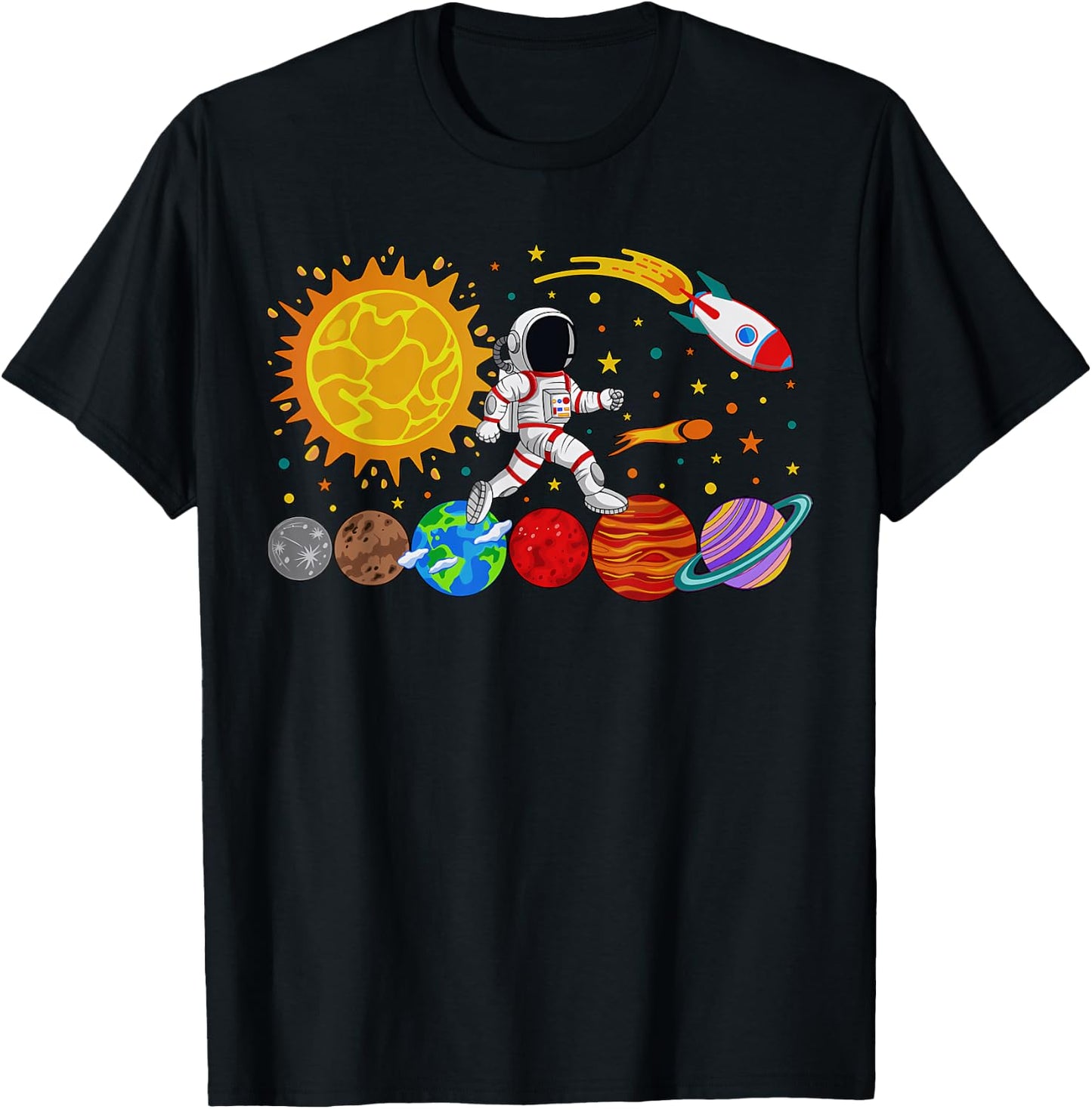 Astronaut Planet Spaceman Solar Astronomy Space Dwarf T-Shirt - T-Shirt | Black