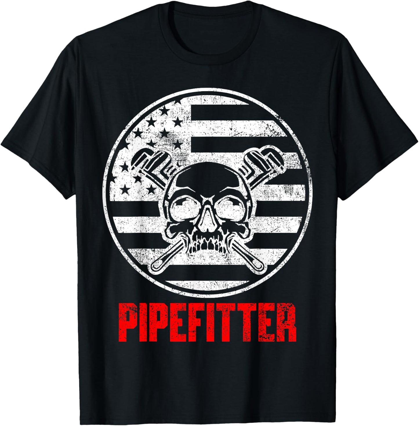 Pipefitter USA Flag Patriotic T-Shirt - T-Shirt | Black