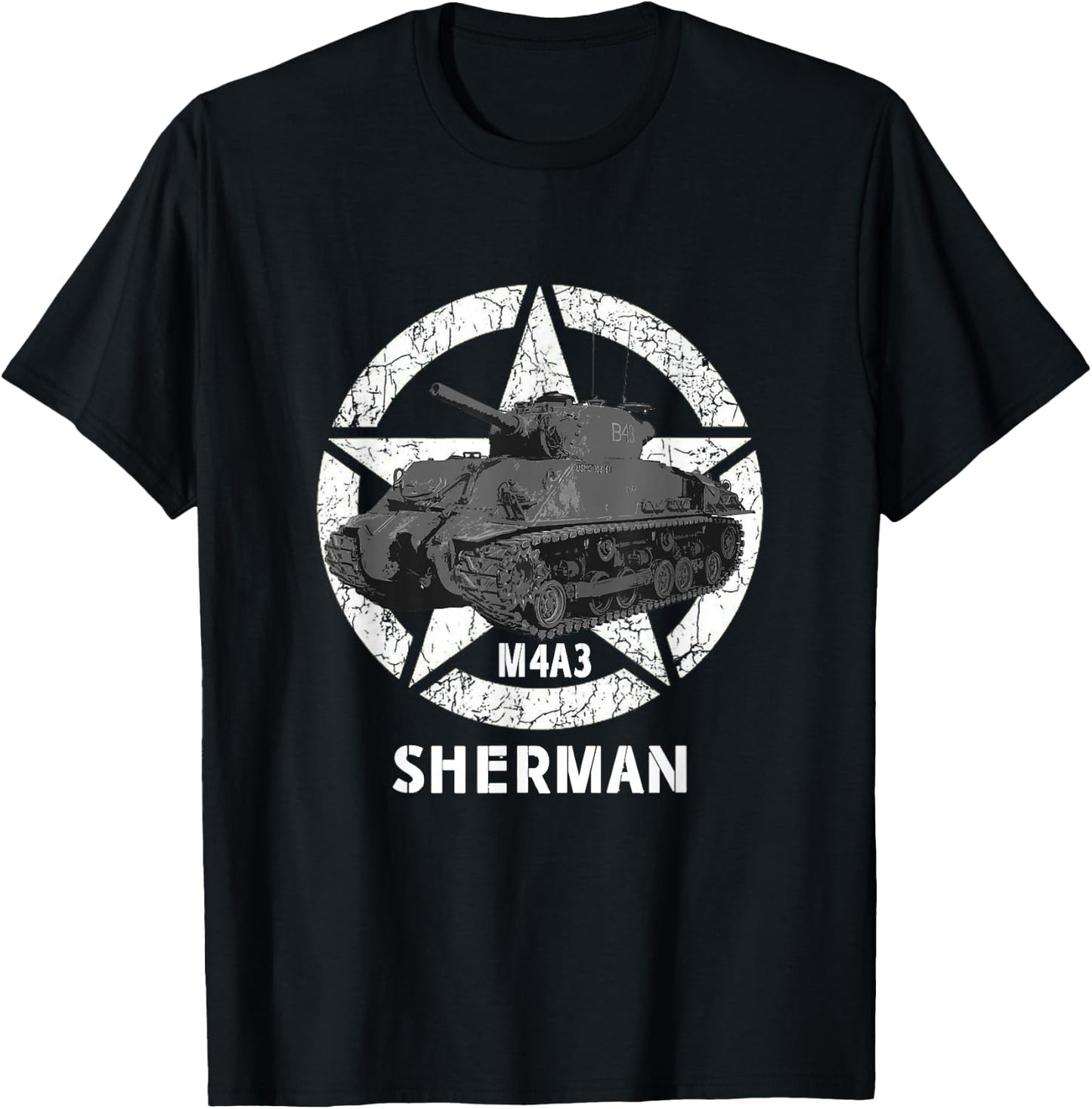 Sherman M4A3 WWII Army Tank History Vintage T-Shirt - T-Shirt | Black