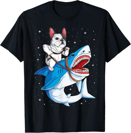 French Bulldog Riding Shark Jawsome Dog Lover Gifts Galaxy Men Women