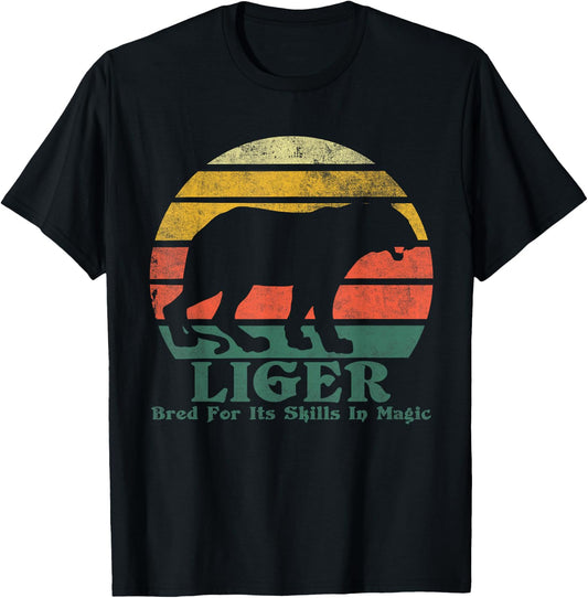 Retro Vintage Liger Tiger Lion Magic Beast Graphic T-Shirt - T-Shirt | Black