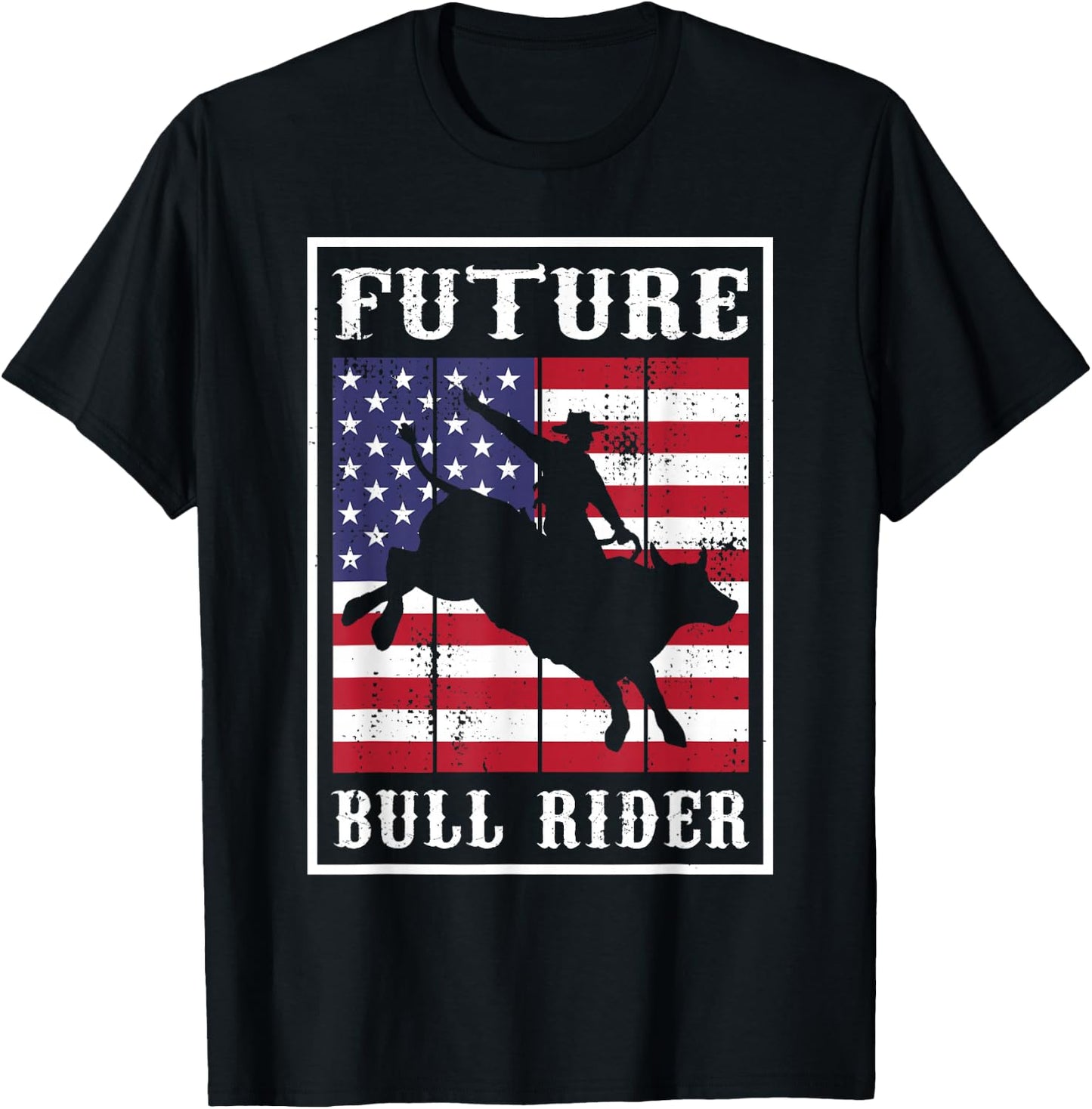 Future Bull Rider American Rodeo Patriotic USA Bull Riding T-Shirt - T-Shirt | Black