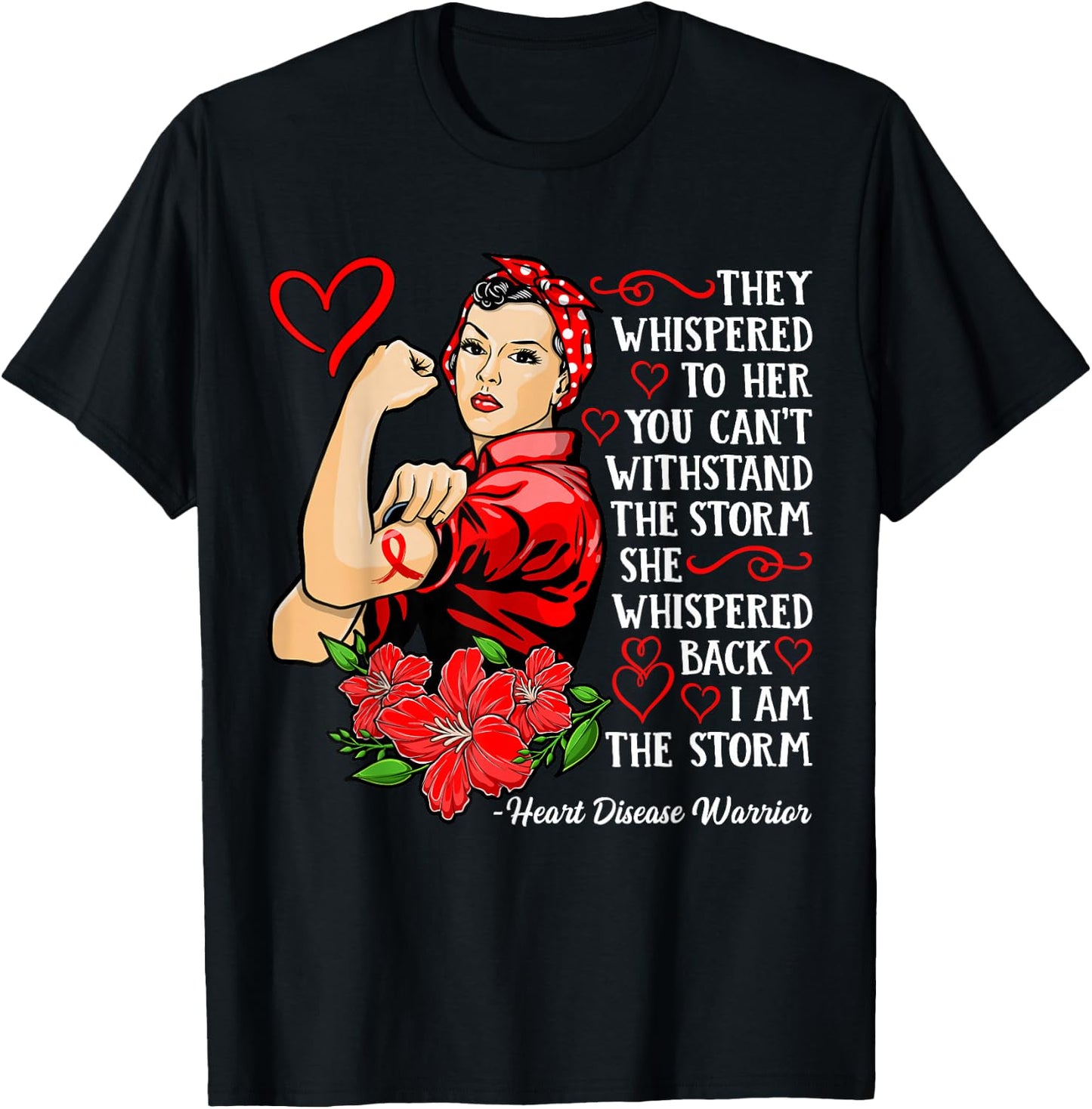 Warrior I Wear Red to Fight Heart Disease Awareness T-Shirt - T-Shirt | Black