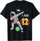 12 Years Old Birthday Boy Astronaut Space 12th B-Day T-Shirt - T-Shirt | Black