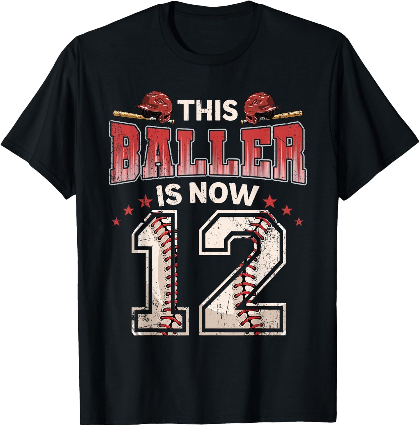 12th Birthday Baseball Boy 12 Year Old Baseball Player Kids T-Shirt - T-Shirt | Black