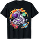 Astronaut Rides Skateboard In Space T-Shirt - T-Shirt | Black