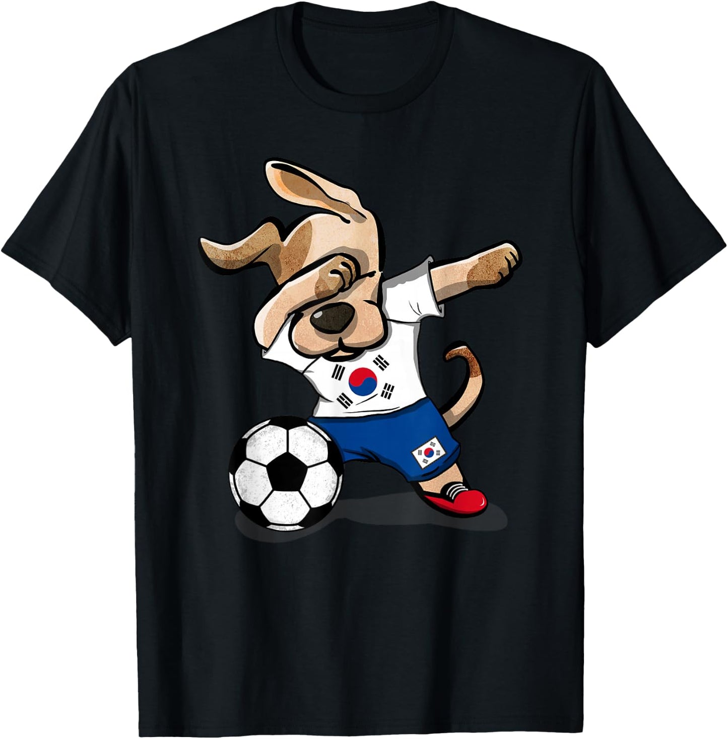 Dabbing Dog South Korea Soccer Jersey Korean Football Team T-Shirt - T-Shirt | Black