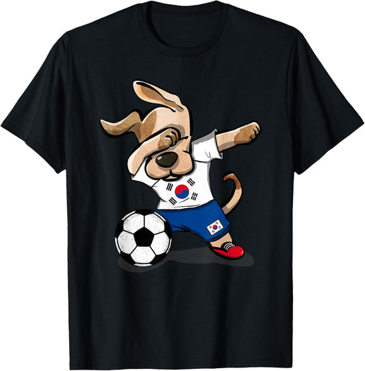 Dabbing Dog South Korea Soccer Jersey Korean Football Team T-Shirt - T-Shirt | Black